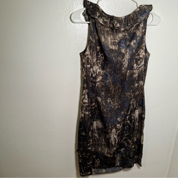 Adrianna Papell Sleeveless Sheath Dress Brown Ruffle - Picture 9 of 12